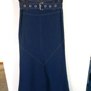 Long denim skirt